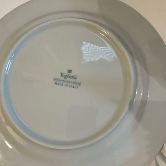 Tognana Blue Check Dinner Plate 10.9" White Italian Porcelain Geometric 2 Pieces - Picture 6 of 7